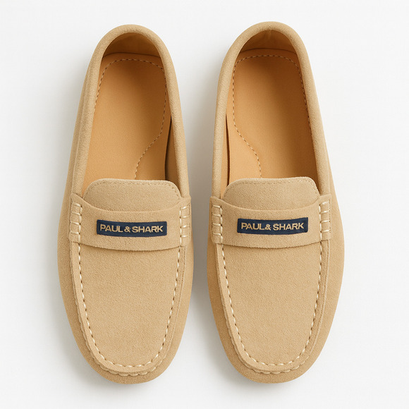 Paul & Shark Men's Beige Suede Yacht Club Loafers - Size 39